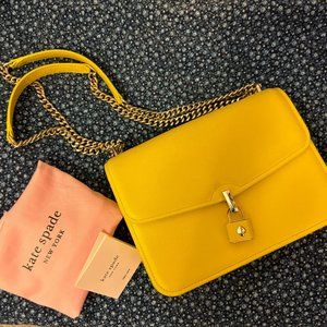 Kate Spade yellow flap locket handbag